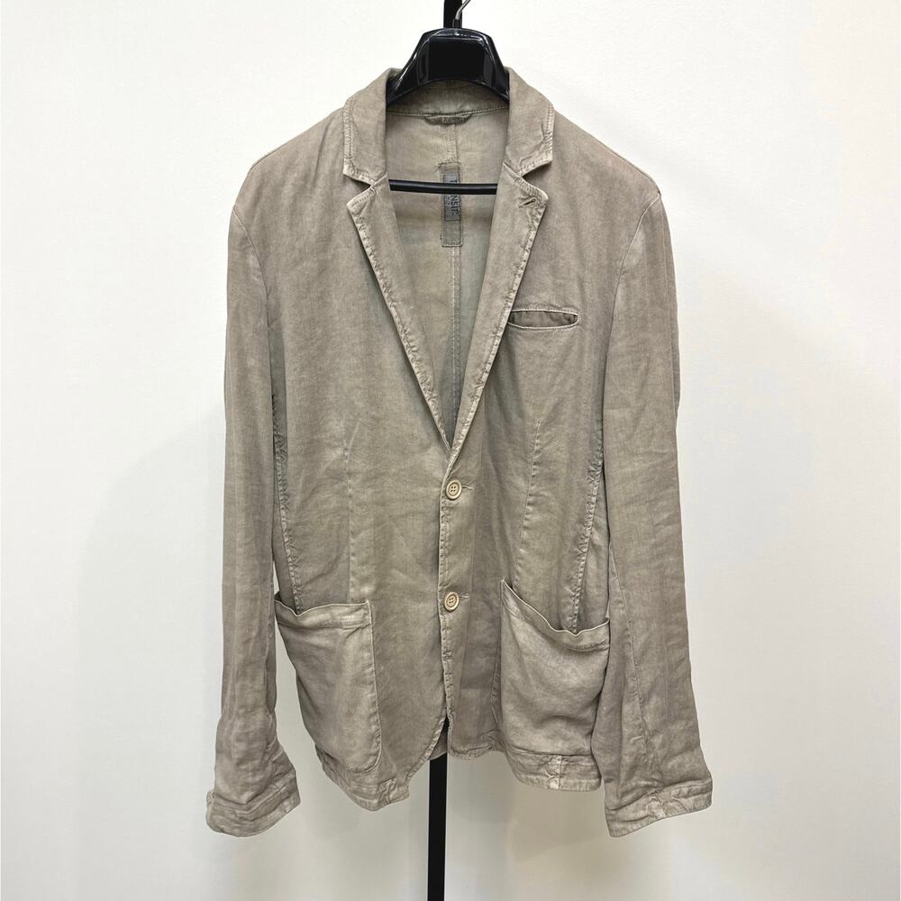 Transit Uomo Sunwashed Relaxed Tan Linen Blend Blazer Large Sport Coat Jacket